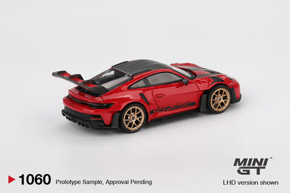 MINI GT #1060 1/64 Porsche 911 (992) GT3 RS Weissach Package Guards Red (RHD)