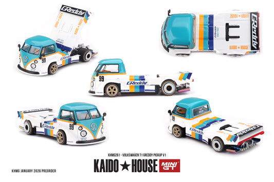 * PRE ORDER * [ Kaido House x MINI GT ] 1/64 Volkswagen T1 GReddy Pickup V1 KHMG261