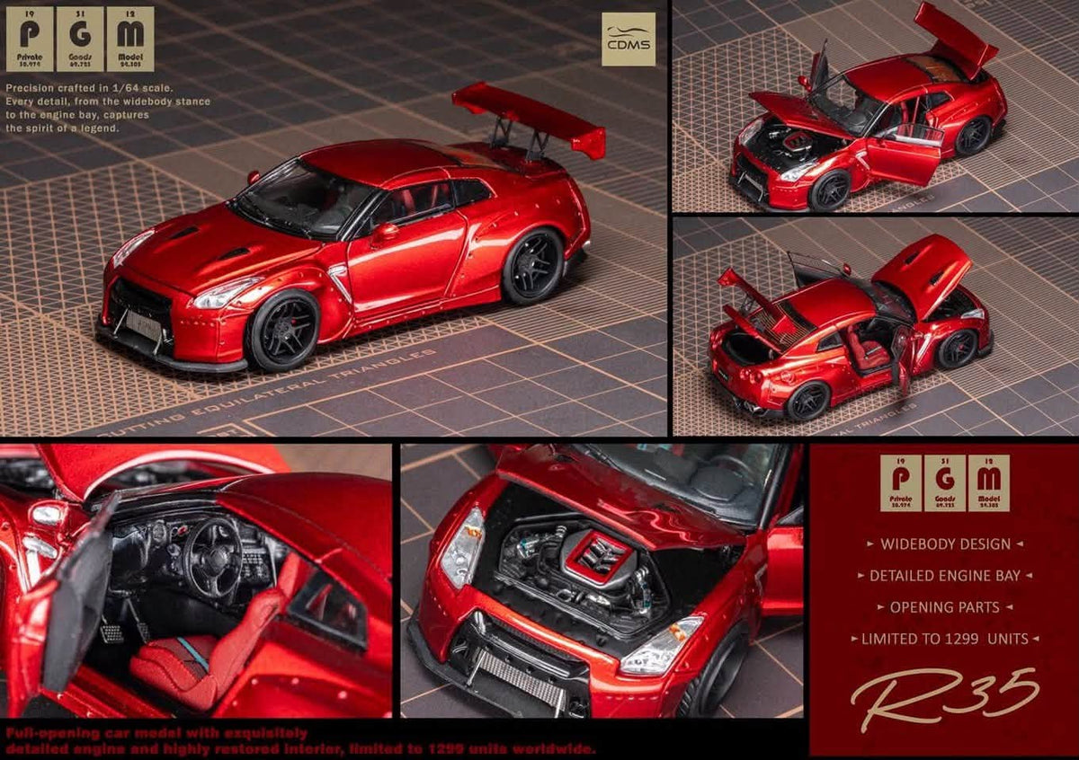 PGM 1/64 NISSAN GT-R R35 CANDY RED - CHENGDU EXCLUSIVE