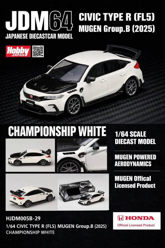 HOBBY JAPAN 1/64 HONDA Civic Type R FL5 Mugen Group B 2025 CHAMPIONSHIP WHITE