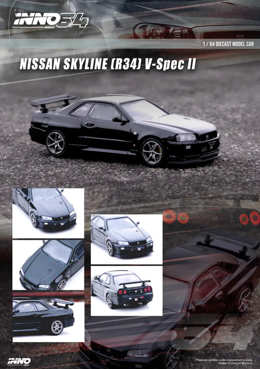 INNO 64 1/64 NISSAN SKYLINE GT-R (R34) V-Spec II BLACK