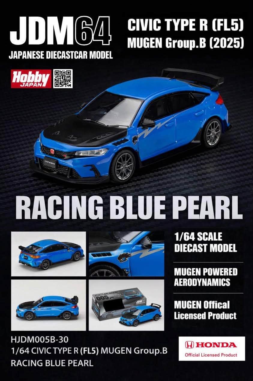 HOBBY JAPAN 1/64 HONDA Civic Type R FL5 Mugen Group B 2025 RACING BLUE PEARL