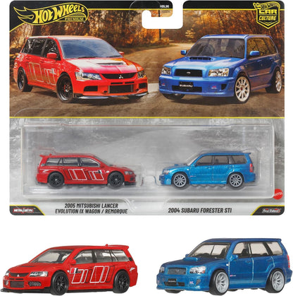 Hot Wheels Premium 2 Pack 2005 Mitsubishi Lancer Evolution IX Wagon / 2004 Subaru Forester STI