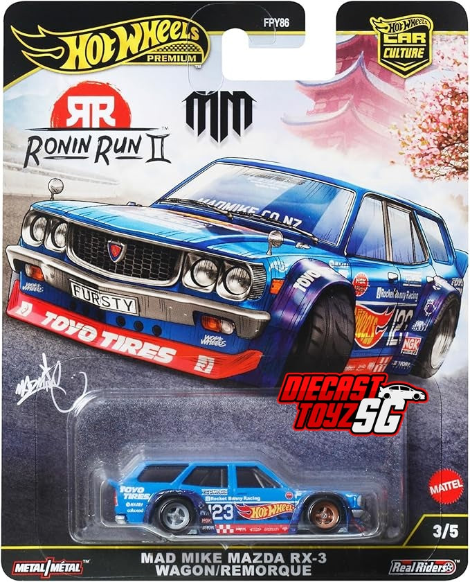 Hot Wheels Car Culture Ronin Run II Mad Mike Mazda RX-3 Wagon/REMORQUE