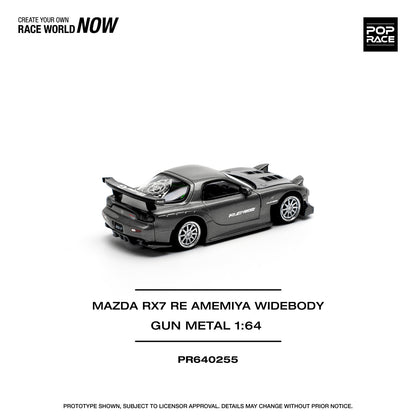 * PRE ORDER * POP RACE 1/64 MAZDA RX7 RE-AMEMIYA GUN METAL PR640255