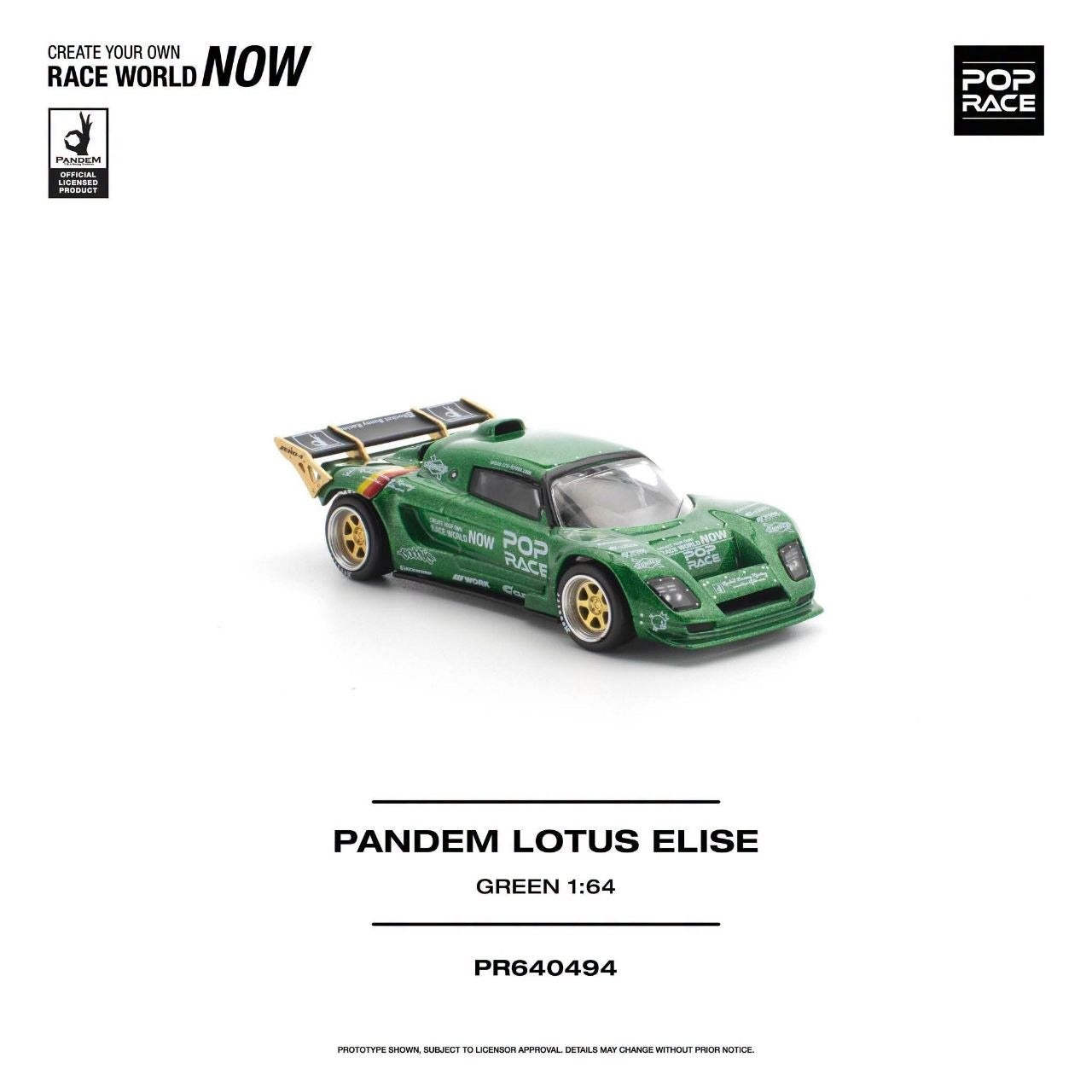 * PRE ORDER * POP RACE 1/64 PANDEM LOTUS ELISE GREEN PR640494