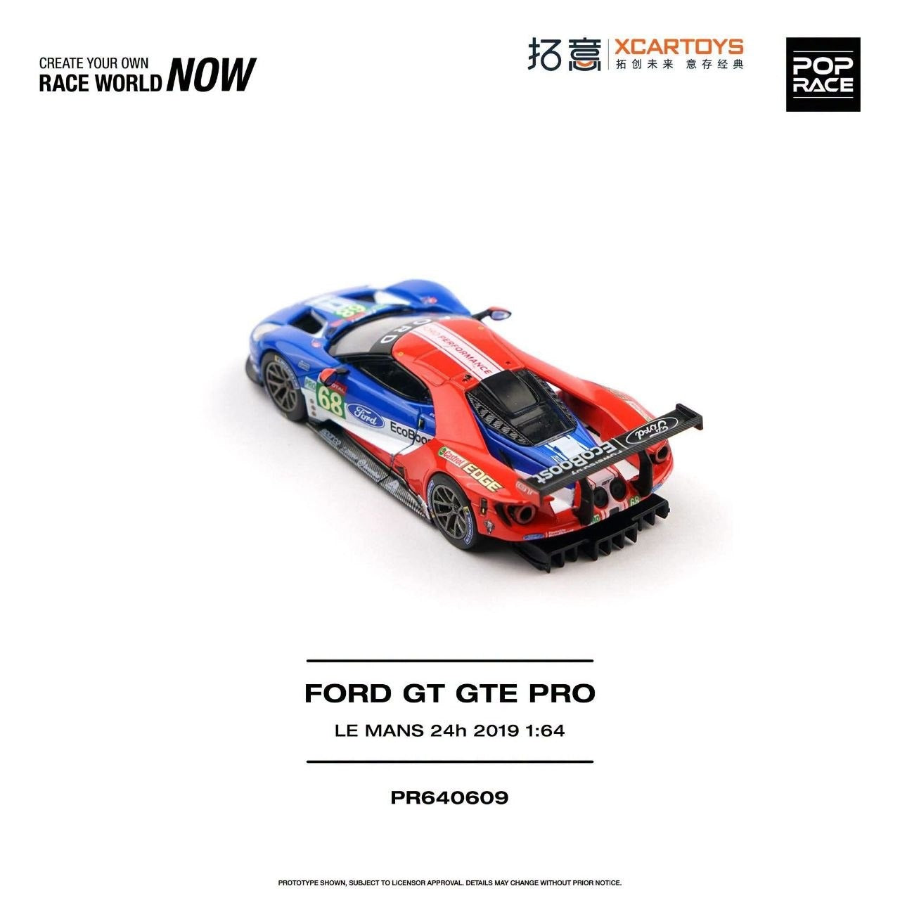* PRE ORDER * POP RACE 1/64 FORD GT GTE PRO LE MANS 24H 2019 PR640609
