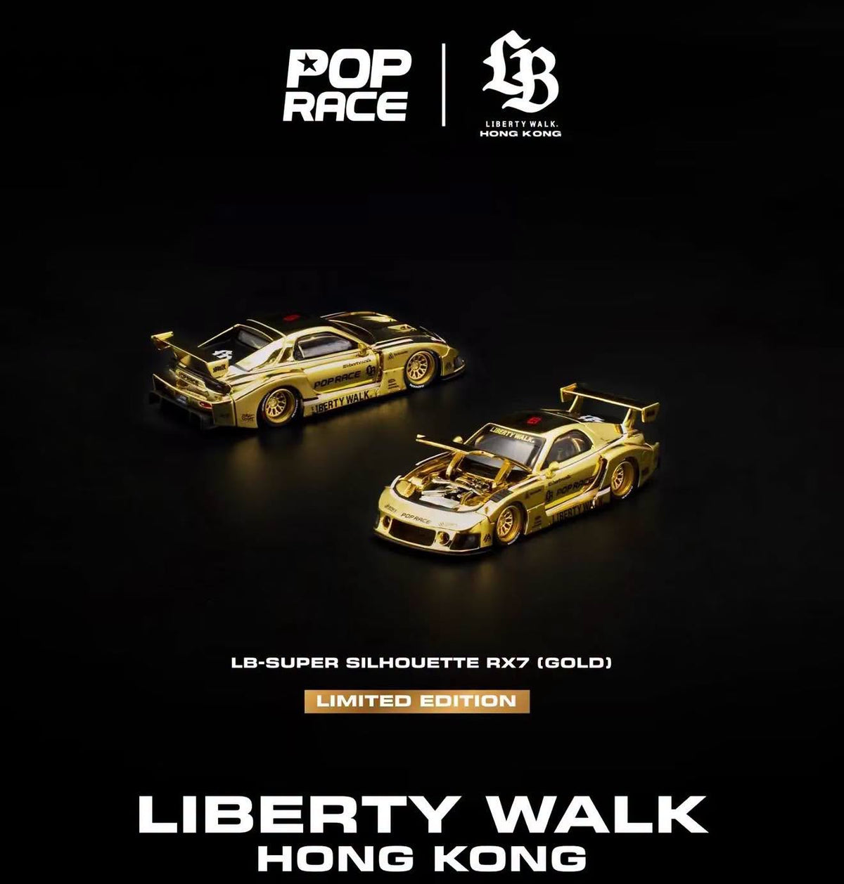 POP RACE 1/64 LB SUPER SILHOUETTE RX7 GOLD CHROME | LB HONG KONG SHOP