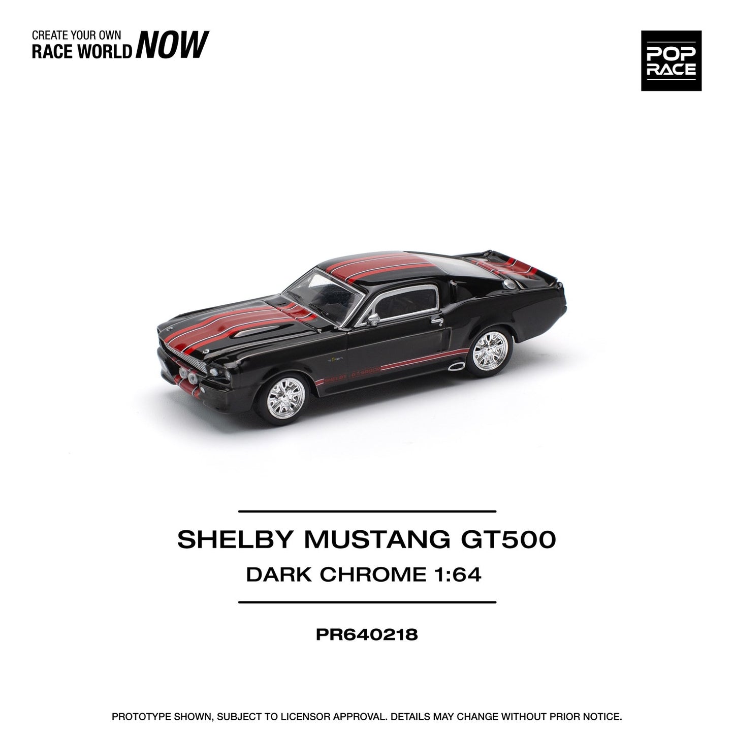 * PRE ORDER * POPRACE 1/64  SHELBY MUSTANG GT500 DARK CHROME  PR640218