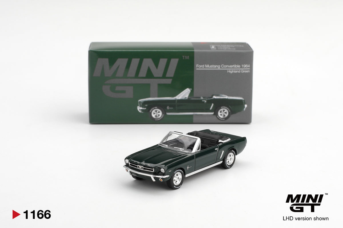 MINI GT #1166 1/64 Ford Mustang Convertible 1964 Highland Green (LHD)