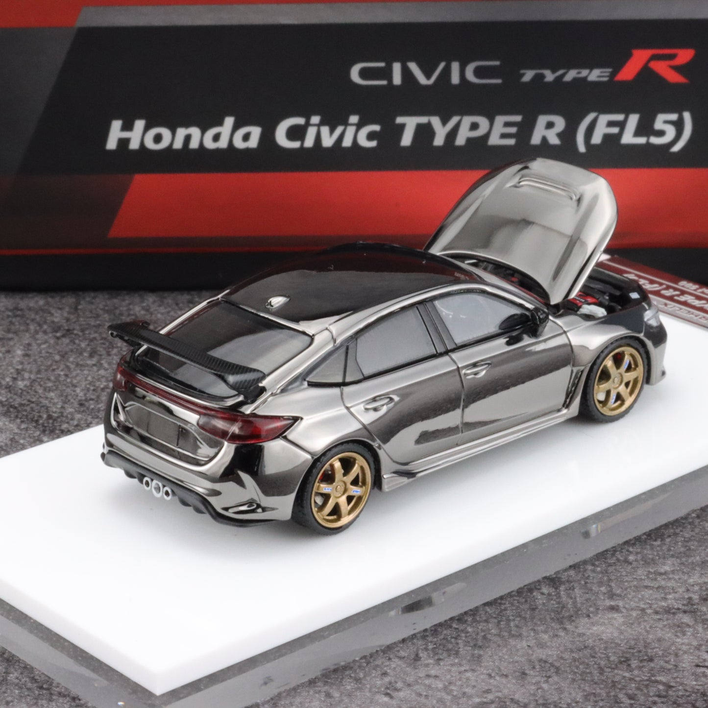 * PRE ORDER * MOTORHELIX 1/64 HONDA Civic Type R FL5 Chrome Gun Black