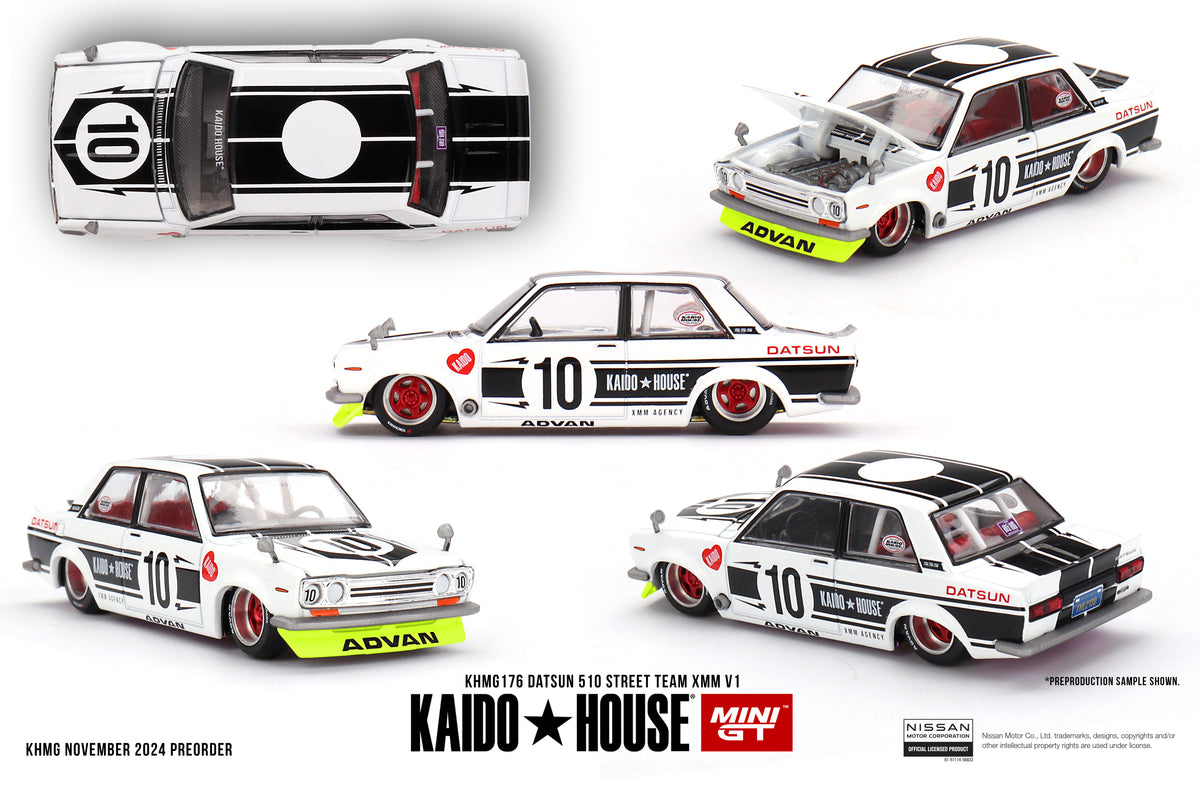 [ Kaido House x MINI GT ] 1/64 Datsun 510 Street Team XMM V1 KHMG176