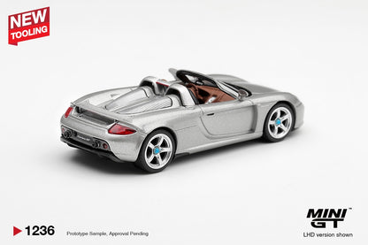 * PRE ORDER * MINI GT #1236 1/64 Porsche Carrera GT GT Silver (LHD)