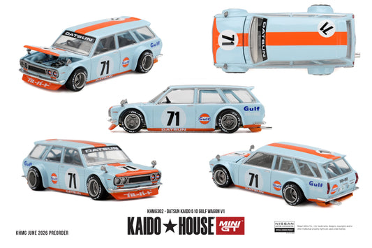* PRE ORDER * [ Kaido House x MINI GT ] 1/64 Datsun KAIDO 510 GULF Wagon V1 - KHMG302