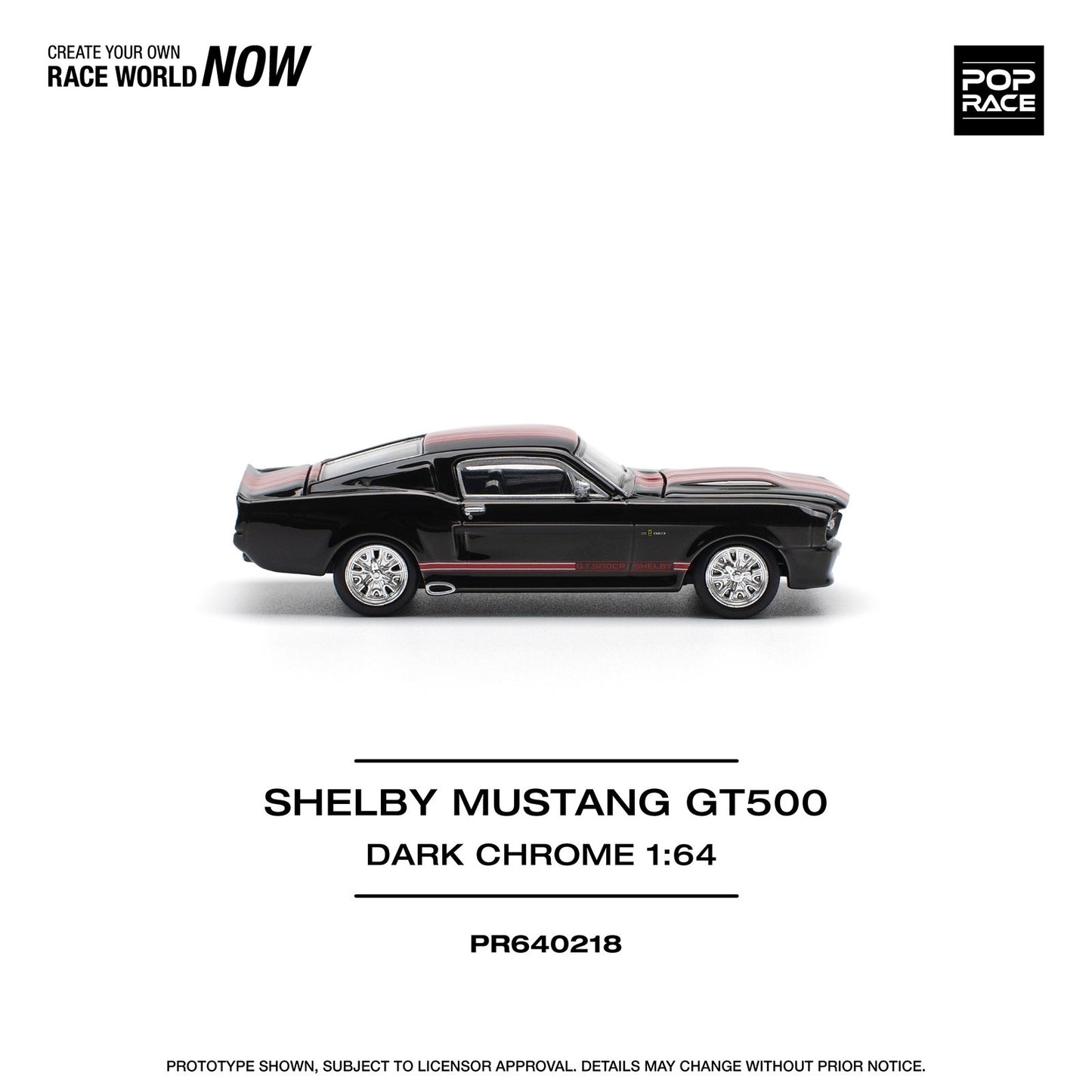 * PRE ORDER * POPRACE 1/64  SHELBY MUSTANG GT500 DARK CHROME  PR640218