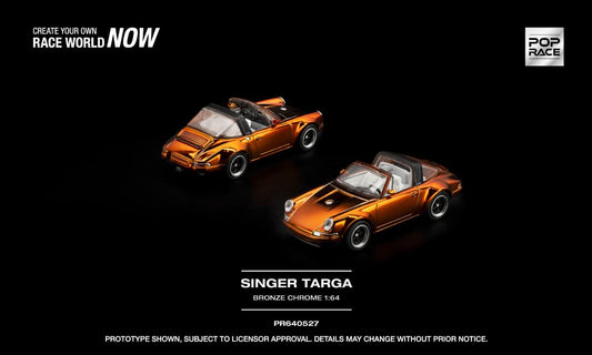 * PRE ORDER * POP RACE 1/64 SINGER 911 964 TARGA CHROME BRONZE - PR640527