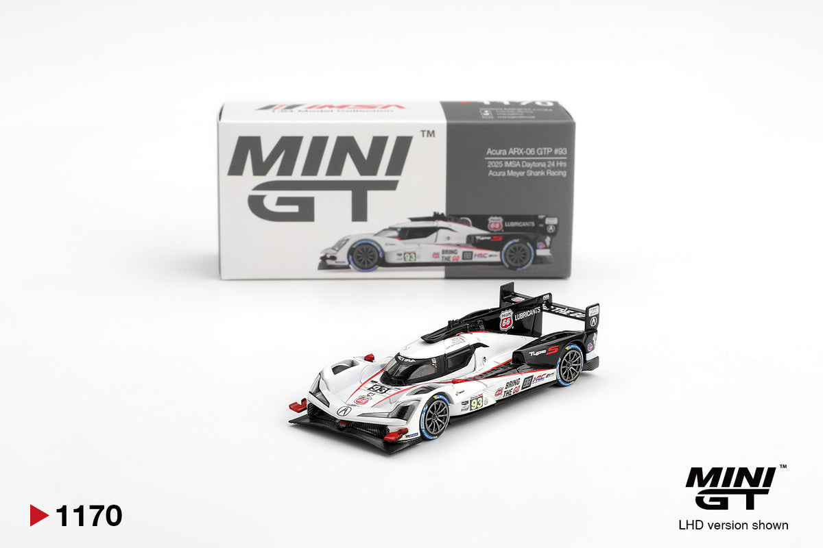 MINI GT #1170 1/64 Acura ARX-06 GTP #93 Acura Meyer Shank Racing 2025 IMSA Daytona 24 Hrs