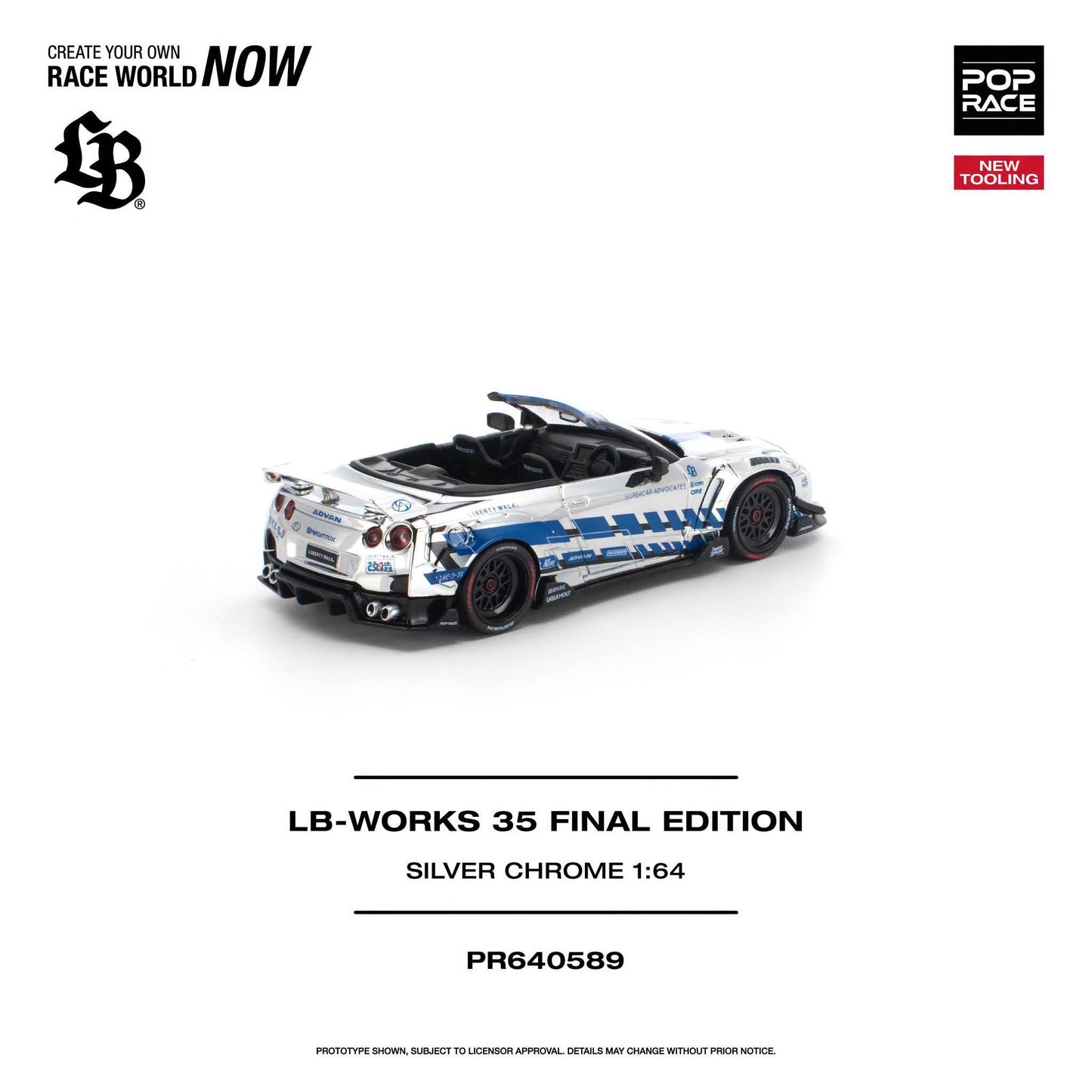 * PRE ORDER * POP RACE 1/64 LB-WORKS 35 FINAL EDITION SILVER CHROME PR640572