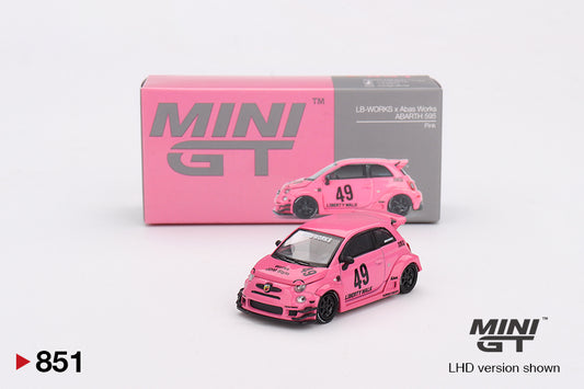 MINI GT #851 1/64 ABARTH 595 LB-WORKS x Abas Works Pink (RHD)