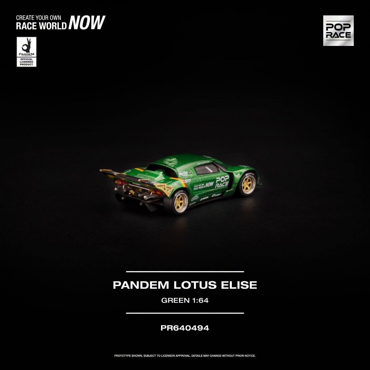 * PRE ORDER * POP RACE 1/64 PANDEM LOTUS ELISE GREEN PR640494