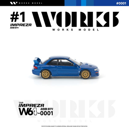* PRE ORDER * Works 1:64 Impreza WRX 22B STI (GC8) Blue (W640001)