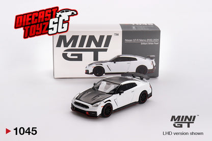 MINI GT #1045 1/64 Nissan GT-R Nismo 2024 Brilliant White Pearl  (RHD)