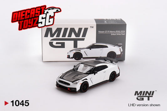 MINI GT #1045 1/64 Nissan GT-R Nismo 2024 Brilliant White Pearl  (RHD)