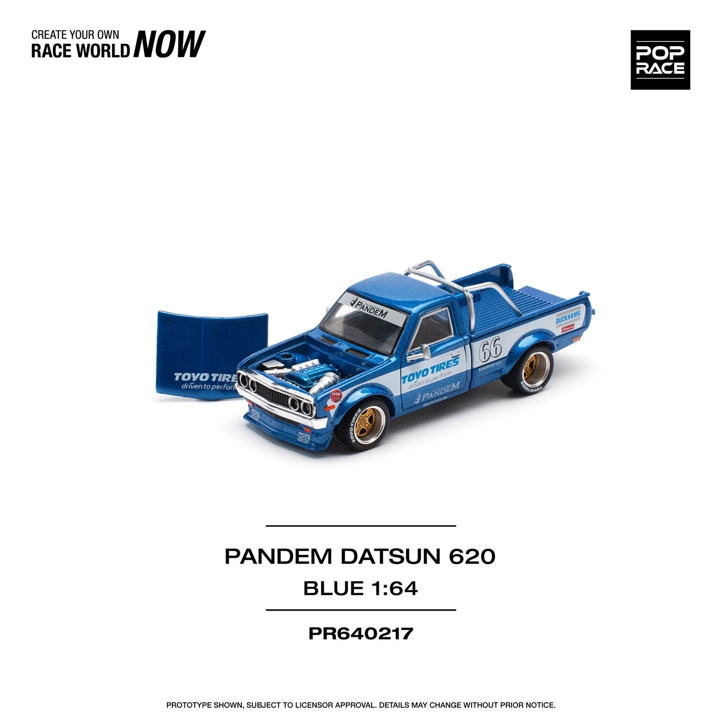 * PRE ORDER * POPRACE 1/64  PANDEM DATSUN 620 BLUE PR640217