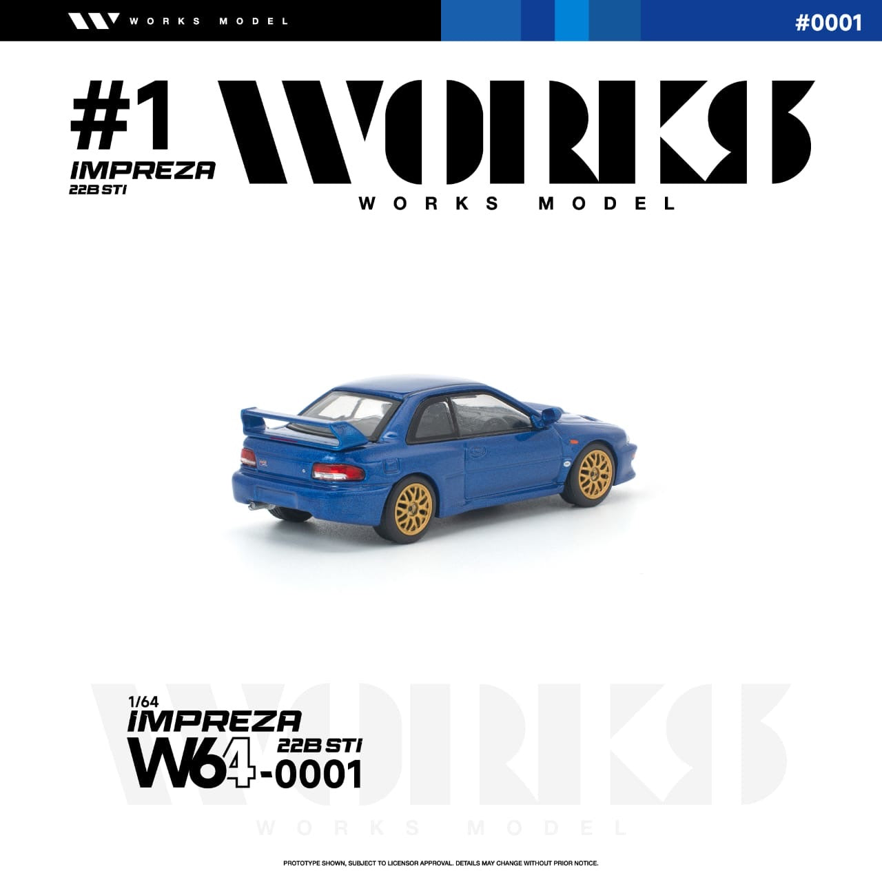 * PRE ORDER * Works 1:64 Impreza WRX 22B STI (GC8) Blue (W640001)