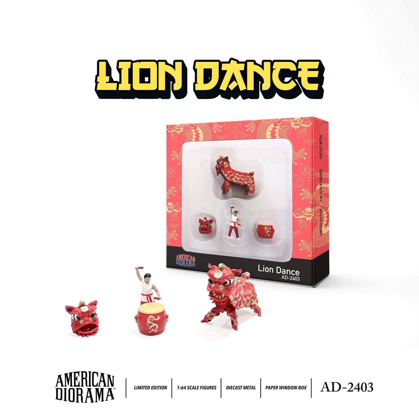* PRE ORDER * American Diorama 1/64 Figure Set : Lion Dance