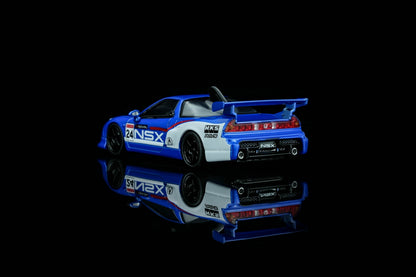 * PRE ORDER * MOTORHELIX 1/64 HONDS NSX-R GT BLUE & WHITE RACING LIVERY M65522