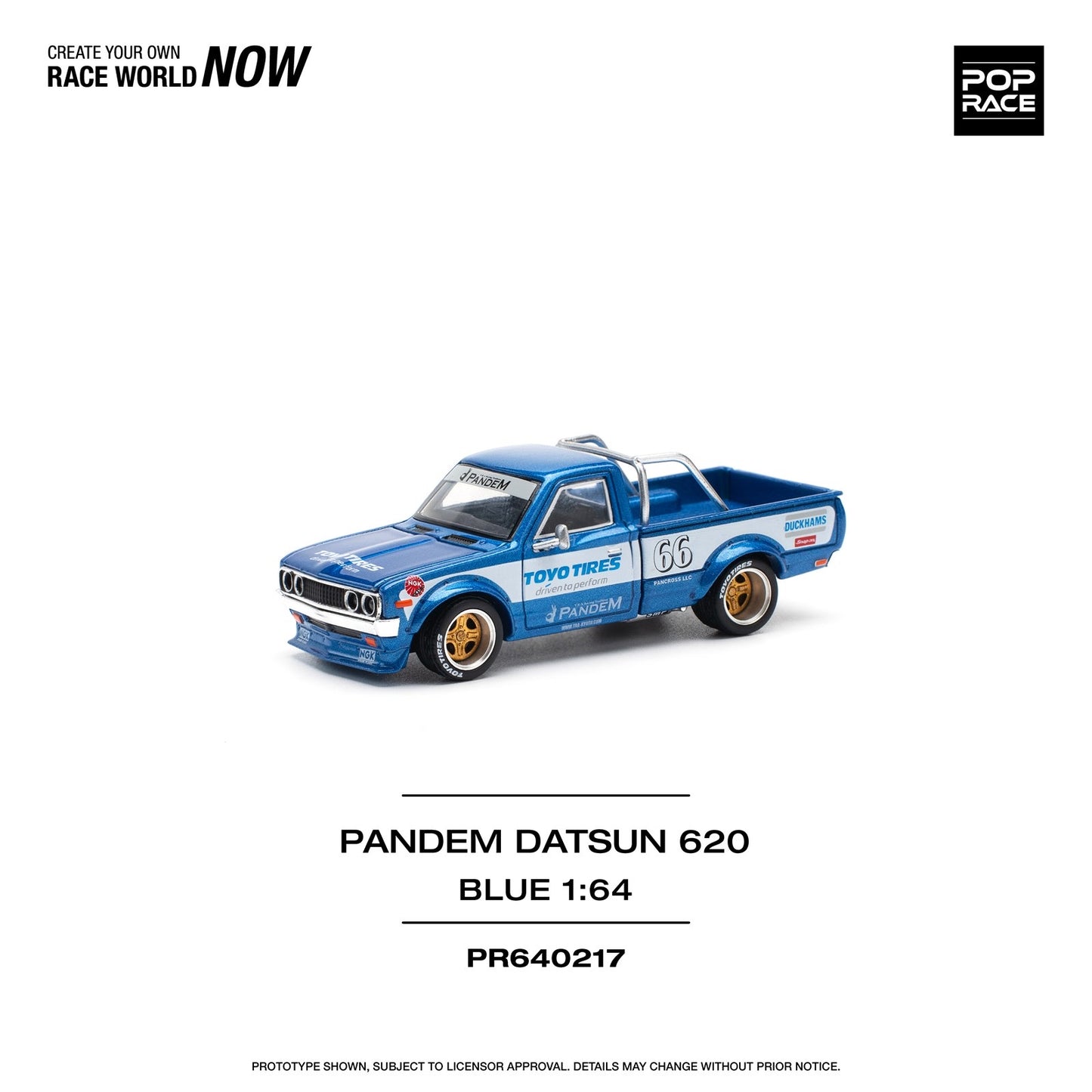 * PRE ORDER * POPRACE 1/64  PANDEM DATSUN 620 BLUE PR640217