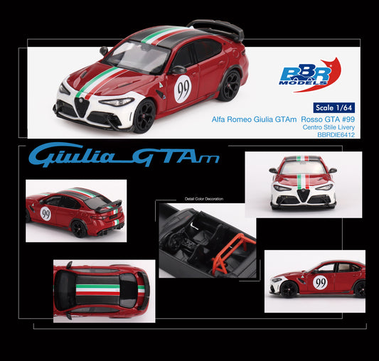 * PRE ORDER * BBR 1/64 Alfa Romeo Giulia GTAm  Rosso GTA #99  Centro Stile Livery