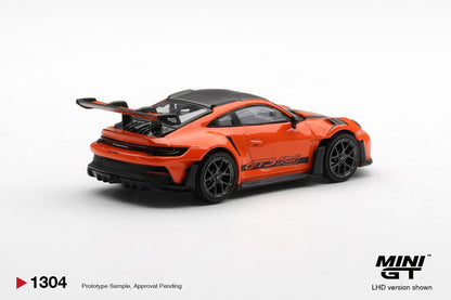* PRE ORDER * MINI GT #1304 1/64 Porsche 911 (992) GT3 RS Weissach Package Gulf Orange (RHD)