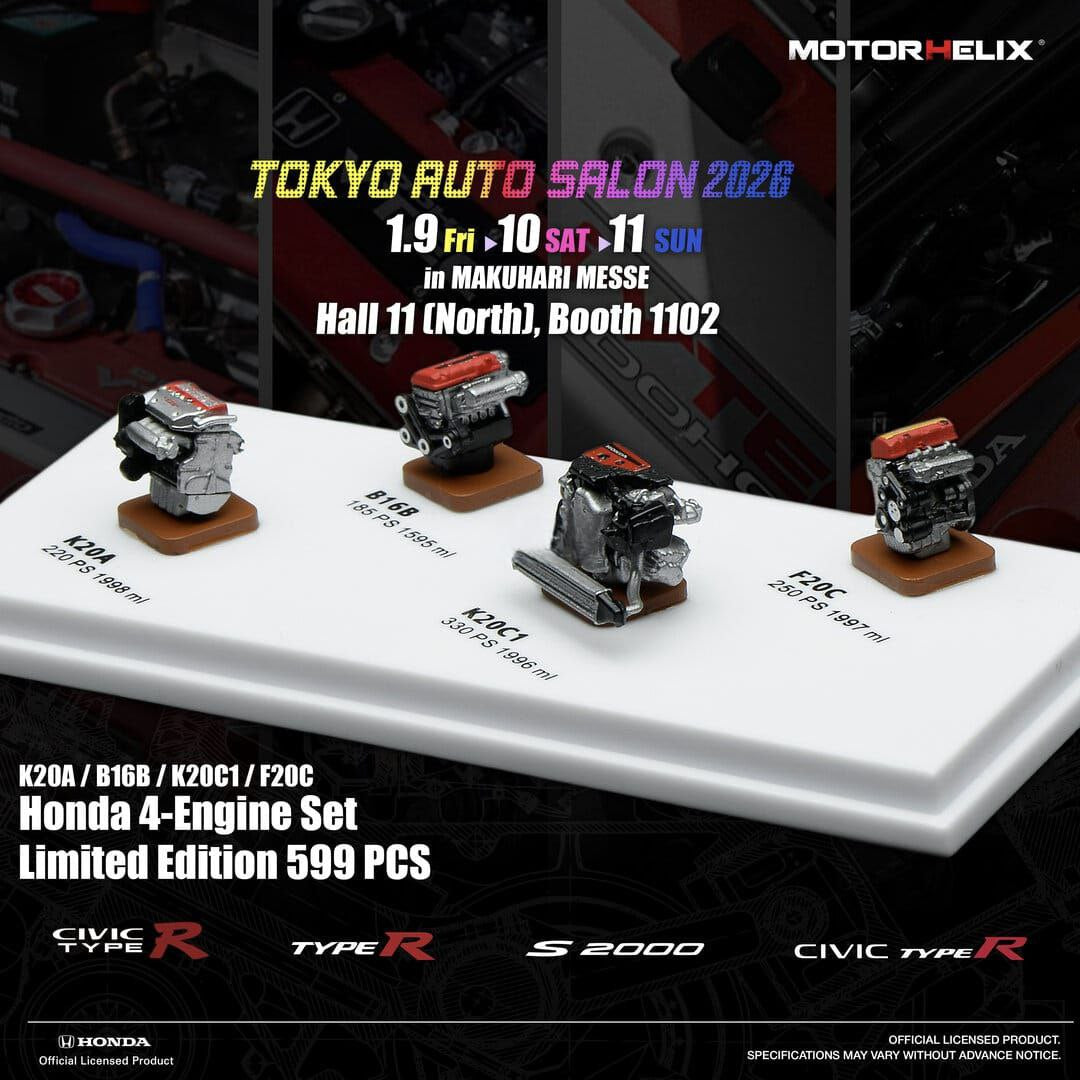 TAS26 MOTORHELIX 1/64 HONDA 4 ENGINE SET K20A / B16B / K20C1 / F20C
