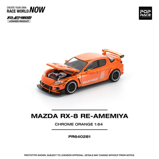 POP RACE 1/64 MAZDA RX8 RE AMEMIYA CHROME ORANGE PR640281