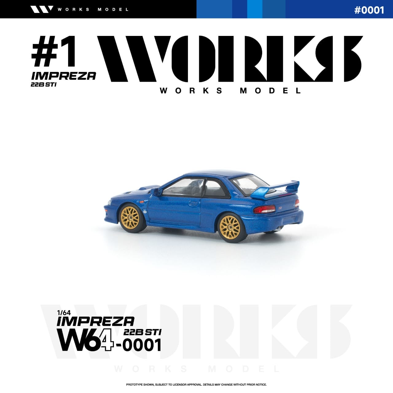 * PRE ORDER * Works 1:64 Impreza WRX 22B STI (GC8) Blue (W640001)