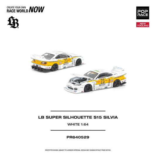 * PRE ORDER * POP RACE 1/64 LB SUPER SILHOUETTE S15 SILVIA WHITE PR640529