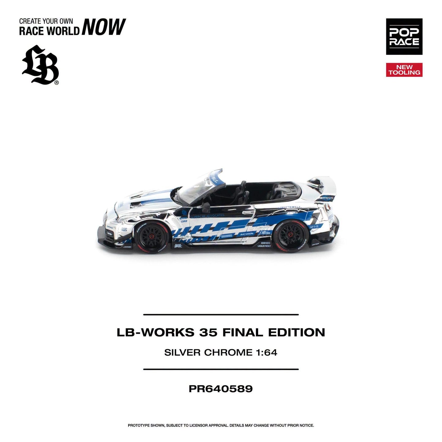 * PRE ORDER * POP RACE 1/64 LB-WORKS 35 FINAL EDITION SILVER CHROME PR640572