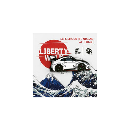 Leen Custom Pin Badge LB-SILHOUETTE GT-R (R35) White