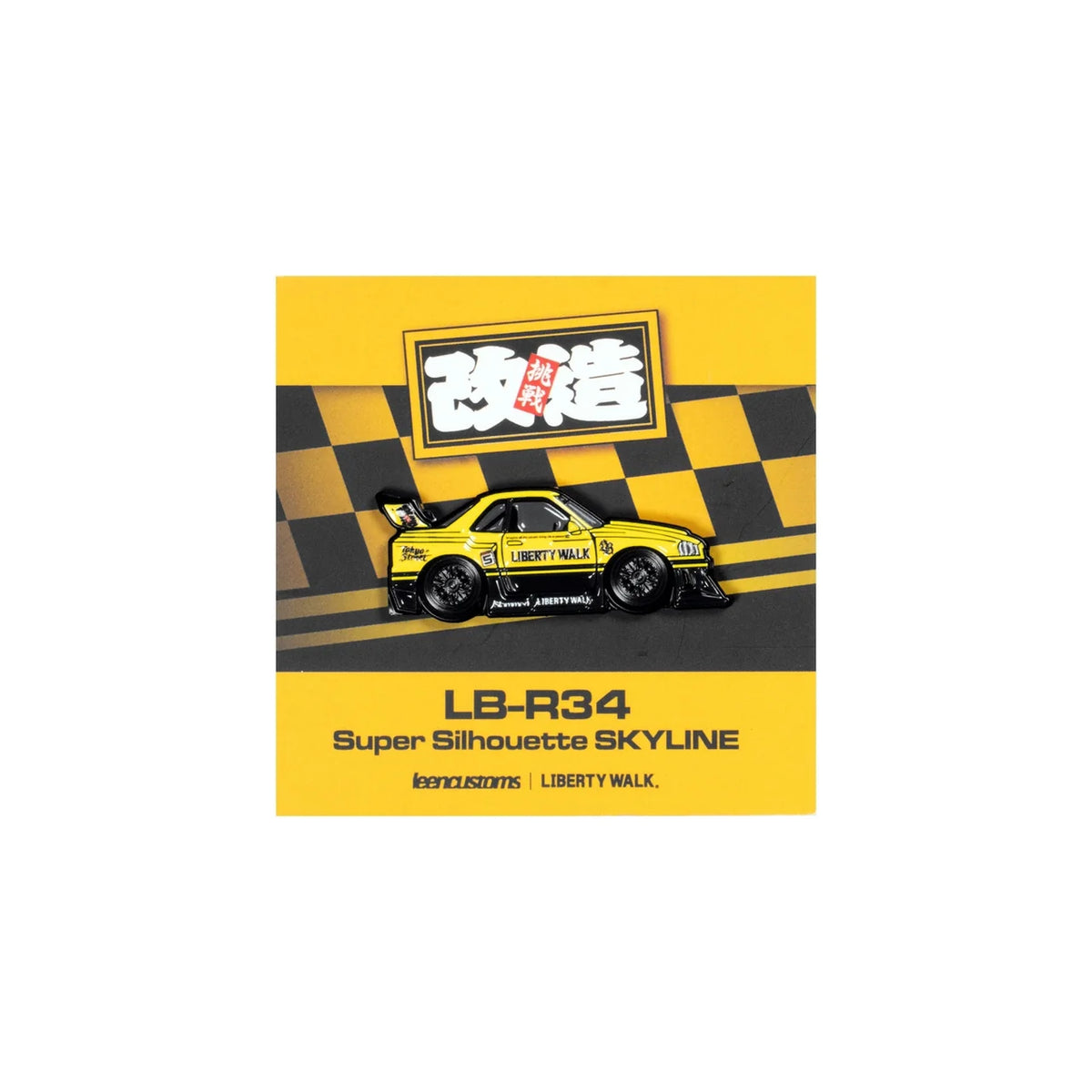 Leen Customs Pin Badge LB-ER34 Super Silhouette SKYLINE Yellow/Black
