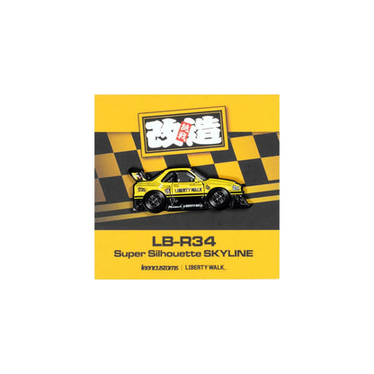 Leen Customs Pin Badge LB-ER34 Super Silhouette SKYLINE Yellow/Black