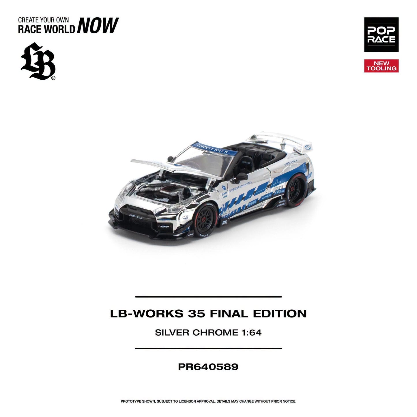 * PRE ORDER * POP RACE 1/64 LB-WORKS 35 FINAL EDITION SILVER CHROME PR640572