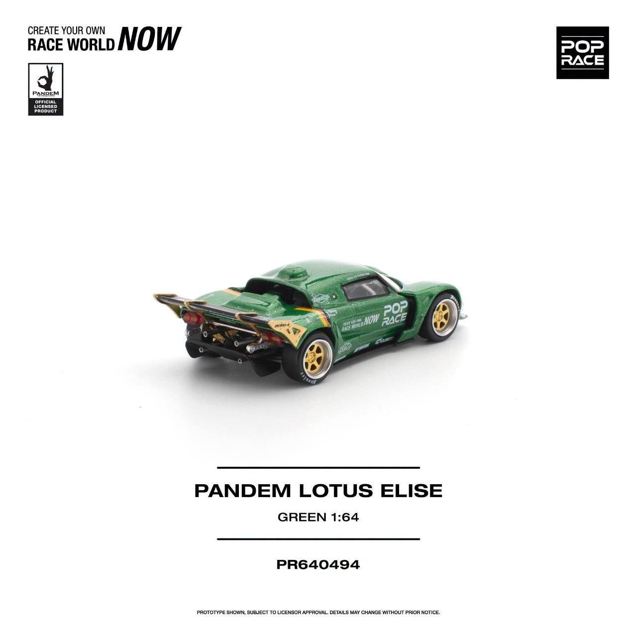 * PRE ORDER * POP RACE 1/64 PANDEM LOTUS ELISE GREEN PR640494