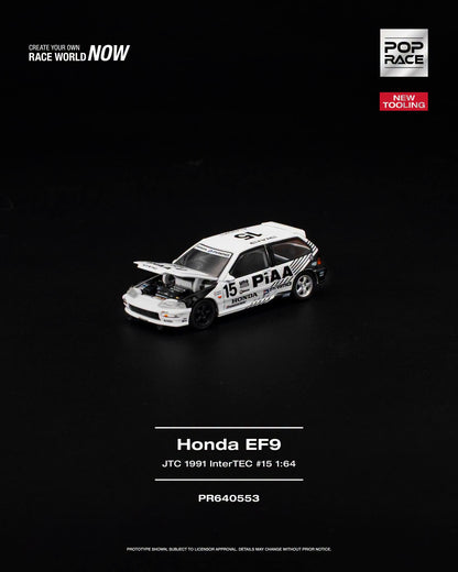 * PRE ORDER * POP RACE 1/64 HONDA CIVIC (EF9) #15 JTC 1991 InterTEC PR640553