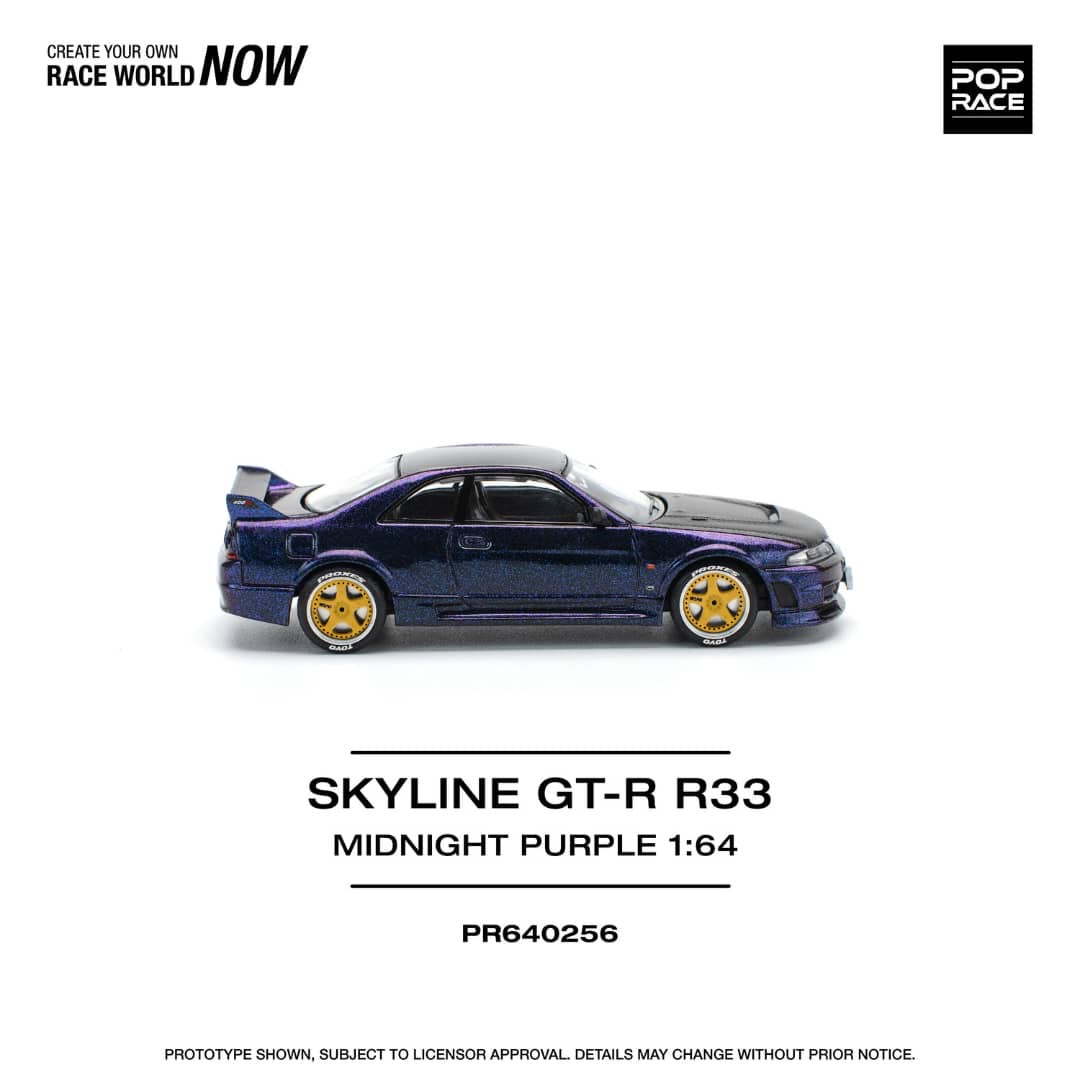 * PRE ORDER * POP RACE 1/64 SKYLINE GT-R R33 NISMO MIDNIGHT PURPLE PR640256