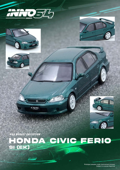 INNO 64 1/64 HONDA CIVIC FERIO SI (EK) GREEN - IN64-EKS-GREEN