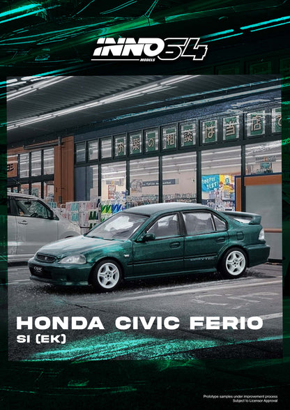 INNO 64 1/64 HONDA CIVIC FERIO SI (EK) GREEN - IN64-EKS-GREEN