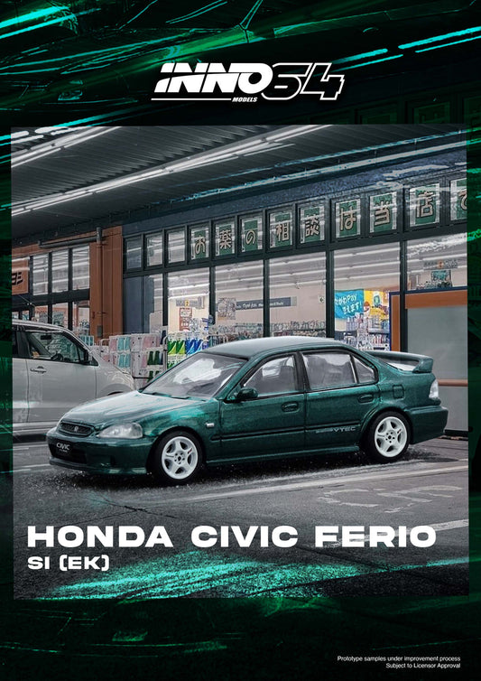 INNO 64 1/64 HONDA CIVIC FERIO SI (EK) GREEN - IN64-EKS-GREEN