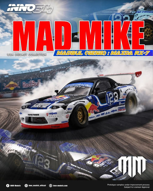 * PRE ORDER * INNO64 1/64 MAZDA RX-7 MAD MIKE  “MADBUL GEN 8”